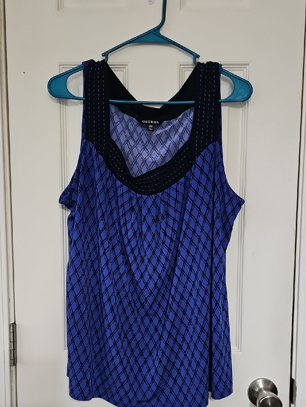 George Blue Diamond-Print Tank with Black Trim